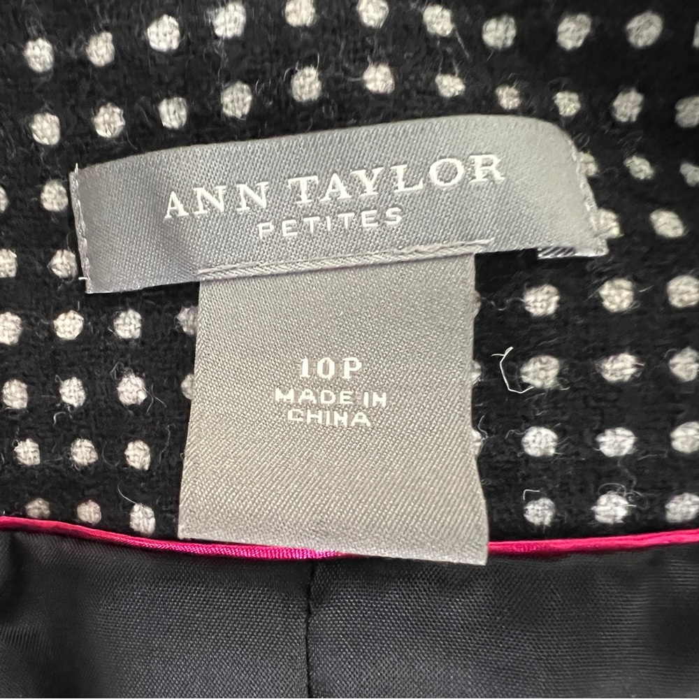 Ann Taylor Petite Blazer Women Polka Dot Size 10P Black/White Polyester Preowned - Picture 7 of 13